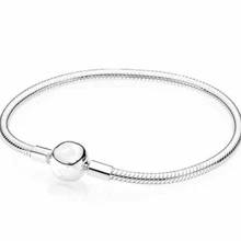 Браслет из стерлингового серебра 925 пробы моменты гладкий шар застегивающийся браслет-змейка простой браслет подходит для женщин Шарм модные ювелирные изделия