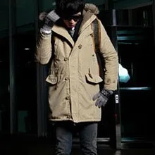 Осень и зима,, стиль, корейский стиль, толстое теплое мужское хлопковое пальто с капюшоном, мужская одежда средней длины с хлопковой подкладкой