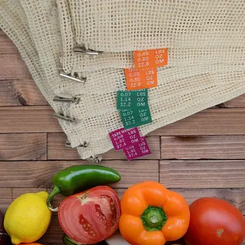 

Set Set of 9 Reusable Produce Mesh Bags Organic Cotton Mesh Vegetables Bag Eco-Friendly Biodegradable Grocery Bags Breathable