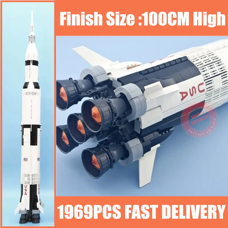 

New 1969pcs Apollo Saturn V Space Launch Vehicle USA Rocket Figures Fit Legoings Technic Building Blocks Children Kid Toy Gift