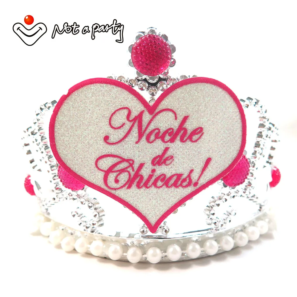 NochedeChicaspearl Свадебные мероприятия, испанское слово, девичник, вечерние тиары, аксессуары для невесты, перламутровые бриллианты, девичьи вечеринки - Цвет: NochedeChicaspearl