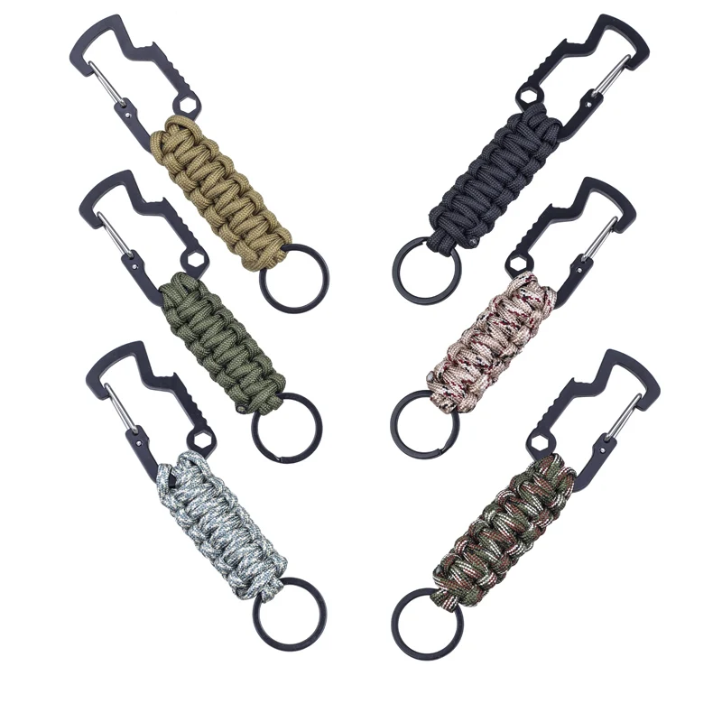 

Outdoor Survival Mountaineering Key Chain Umbrella Rope Braiding Multifunctional Zinc Alloy Carabiner Key Chain Ring