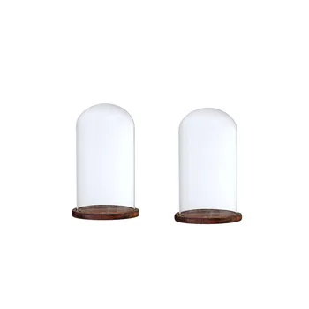 

2Pcs 12x20cm Glass Dome Cover with Wooden Base for Party Festival Wedding Xmas DIY Decor Home Tabletop Ornament