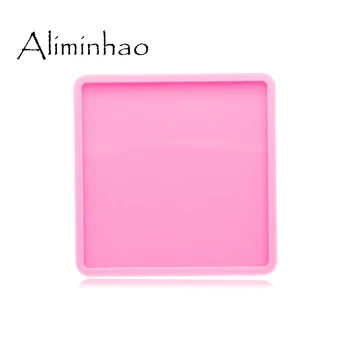 

DY0546 Shiny High Quality 4.75inch Square and Circle Shape Silicone Tray Molds Epoxy Resin DIY Geode Coaster Agate Resin Mold