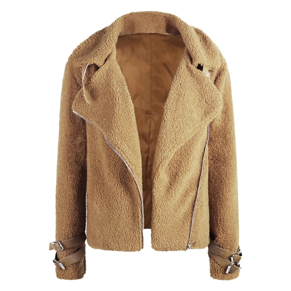 Jaycosin Fashion Women Casual Fleece Winter Warm Jacket Coat Stylish Long Sleeve Comfortable Soft Short Overcoat Outercoat 26#4