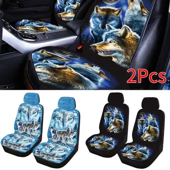 

Wolf Printed Soft Front Saddle Polyester Comfortable Dustproof Anti Slip Interior Decoration Accessories Car Seat Cover Blanket