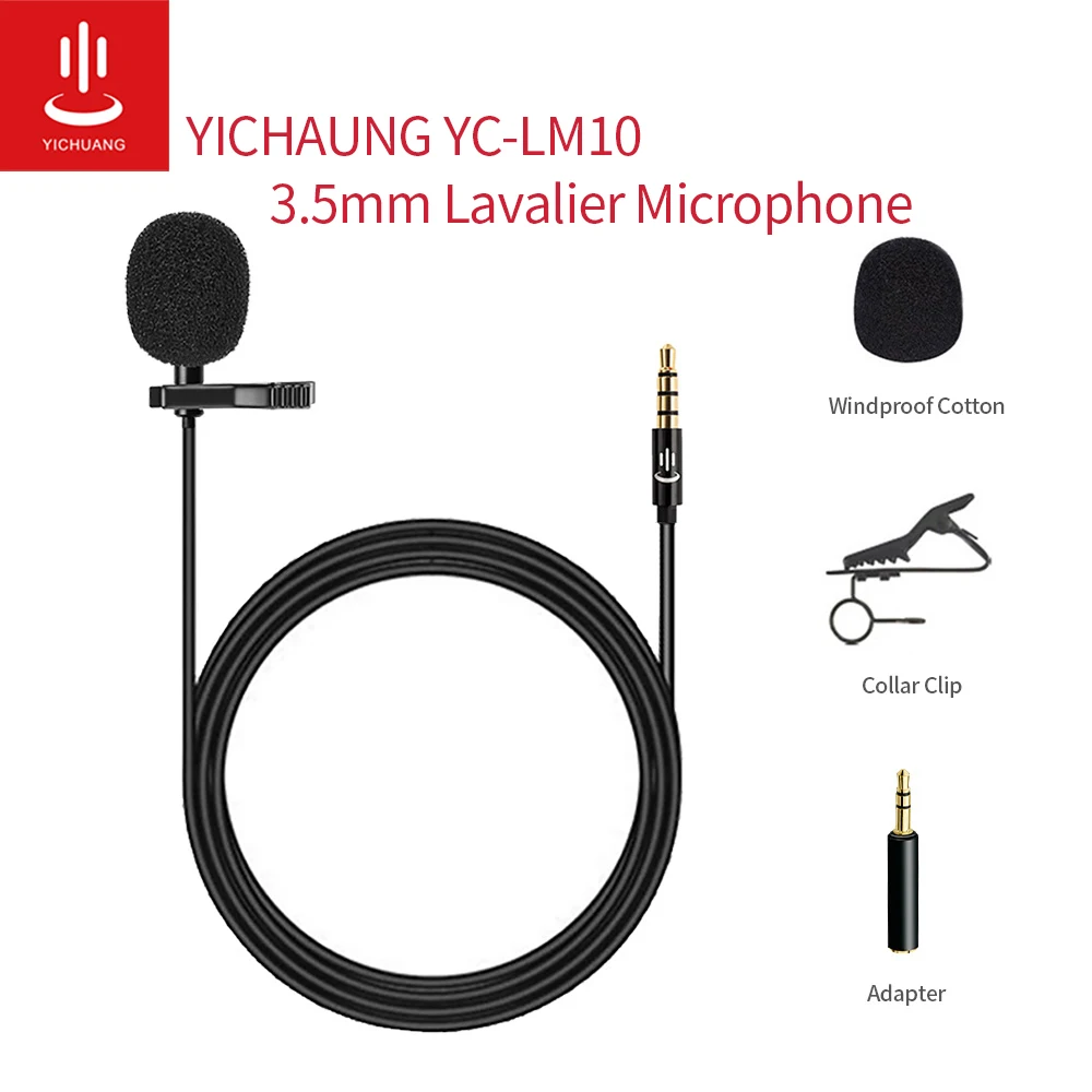 YICHUANG 3 5 мм Запись микрофон видео петличный для Android Vlog Mic DSLR видеокамеры