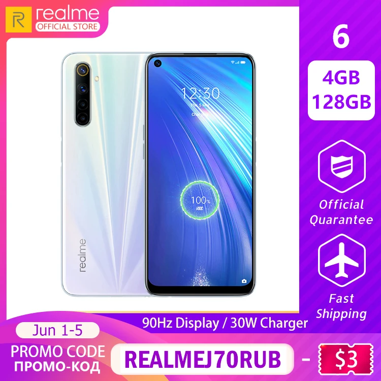 Realme 6 мобильный телефон Глобальная версия 4 Гб RAM 128 ГБ ROM мобильный телефон Helio G90T 30 Вт флэш зарядка 4300 мАч аккумулятор 64MP камера NFC|Смартфоны и мобильные телефоны|   | АлиЭкспресс