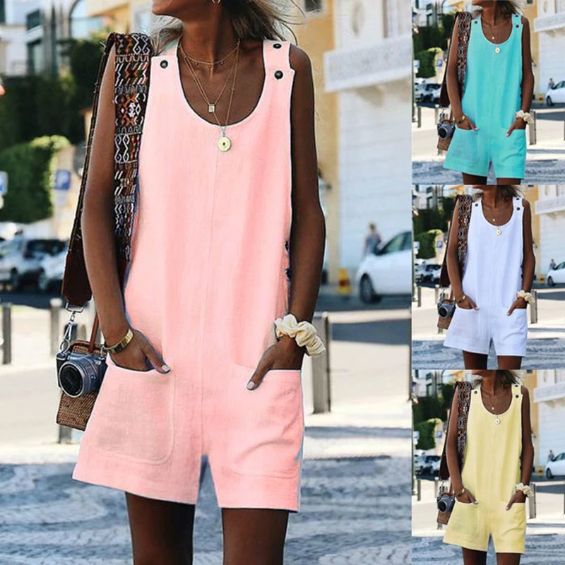Women Overall Jumpsuit Homewear 2020 Summer Loose Casual Playsuit Female Solid Sleeveless Rompers Fashion Ladies Streetwear Women Overall Jumpsuit Homewear 2020 Summer Loose Casual Playsuit Female Solid Sleeveless Rompers Fashion Ladies Streetwear