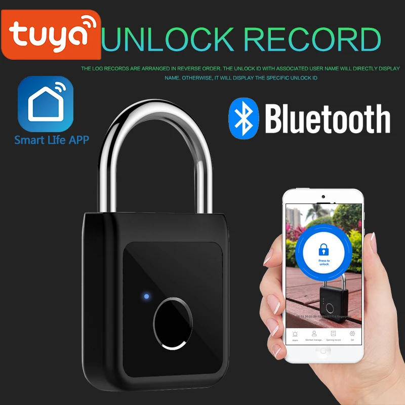 

Tuya Smart Lock Keyless Fingerprint Lock USB Rechargeable Door Lock Smart Padlock Quick Unlock Phone unlock Smart Life App
