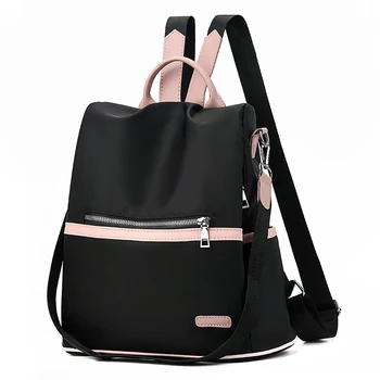 

2019 Casual Oxford Backpack Women Black Waterproof Nylon School Bags For Teenage Girls High Quality Fashion Travel Backpacks