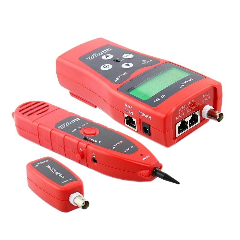 

Hot XD-NOYAFA Network Monitoring Cable Tester LCD NF-308 Wire Fault Locator LAN Network Coacial BNC USB RJ45 RJ11 Red Color NF_3
