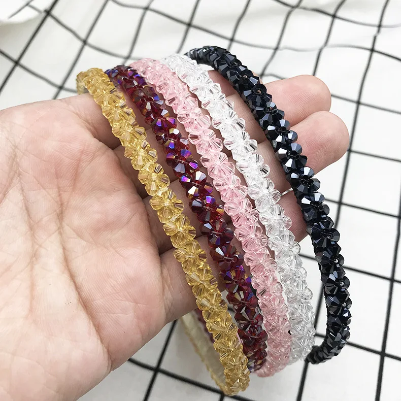 

Girls Shiny Rhinestone Hair Band Diamond Hair Hoop Accessories for Women Crystal Headbands double row crystal headband Ornaments