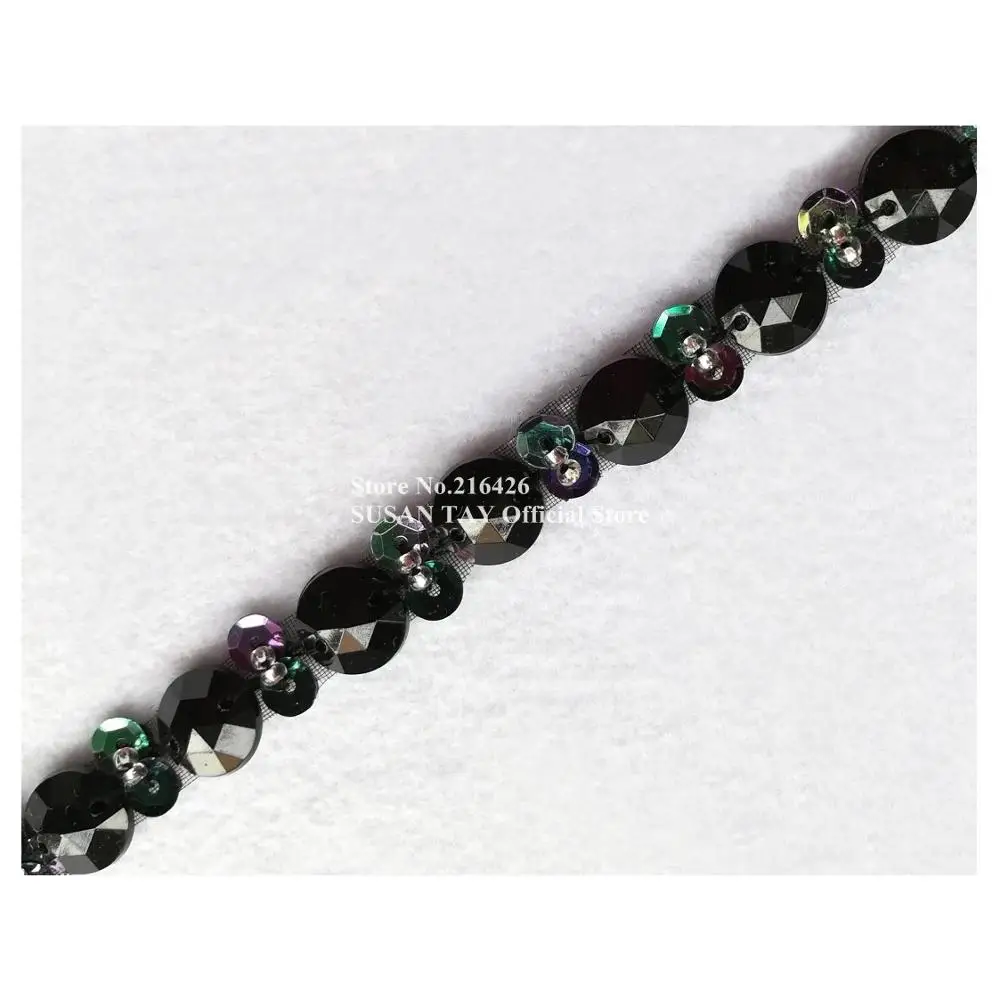 1 ярд х Новинка пришивное черное платье ручной работы с бисером и блестками