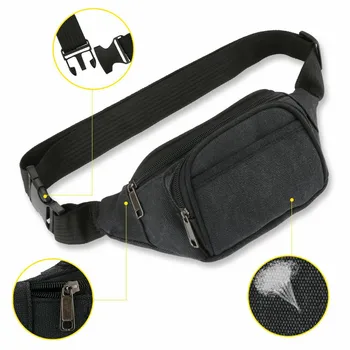 

Canvas Waist Bag Sport Women Men Adjustable Belt Bag Multifunction Funny Pack Money Belt For Travel Security Wallet Purse Unisex