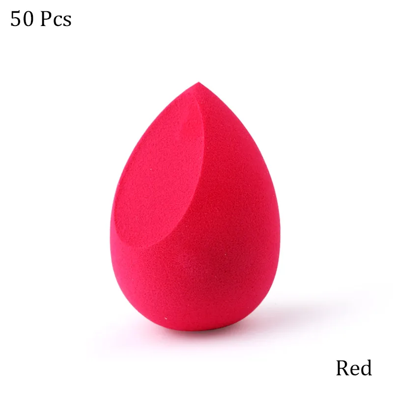 Red 50pcs Спонж для макияжа в форме капли воды, консилер для основы, гладкий косметический спонж для пудры, инструмент для макияжа, блендер - Цвет: Red 50pcs