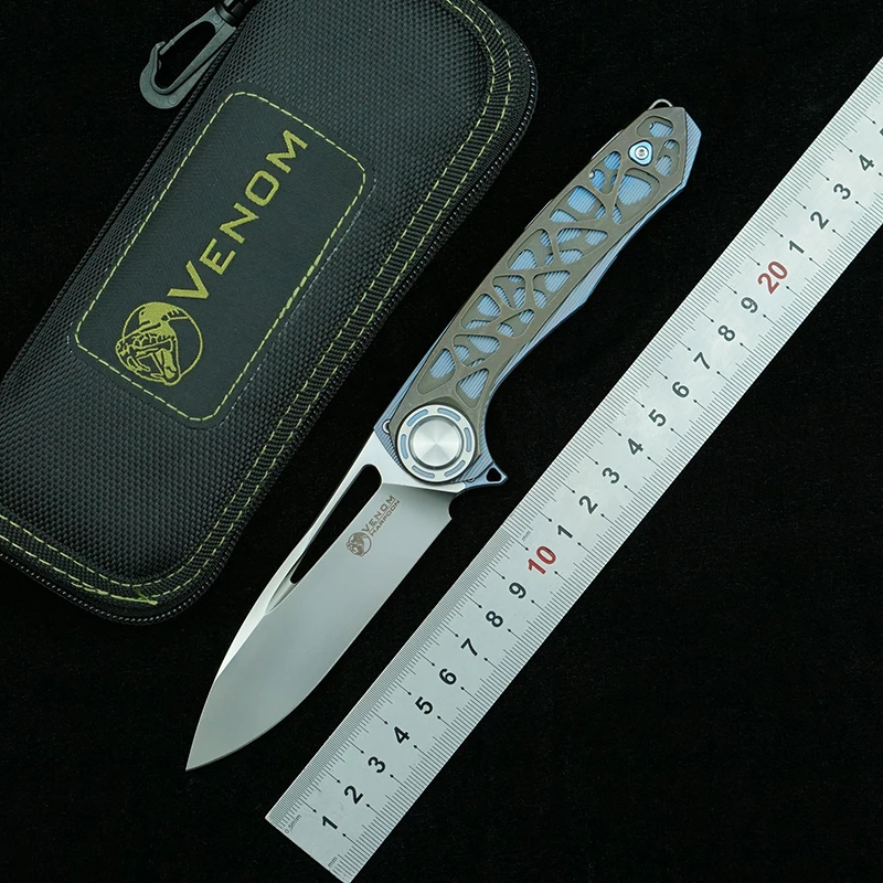 Складной нож VENOM Harpoon KEVIN JOHN шарикоподшипник флиппер-нож M390 титановое углеродное