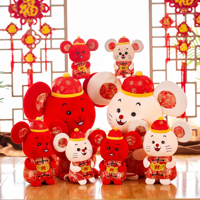 Candice guo, плюшевая игрушка, мягкая кукла,, Зодиак, китайский год, удача, красный нос, мышь, крыса, Бог, приносят хорошие деньги на удачу, подарок 1 шт