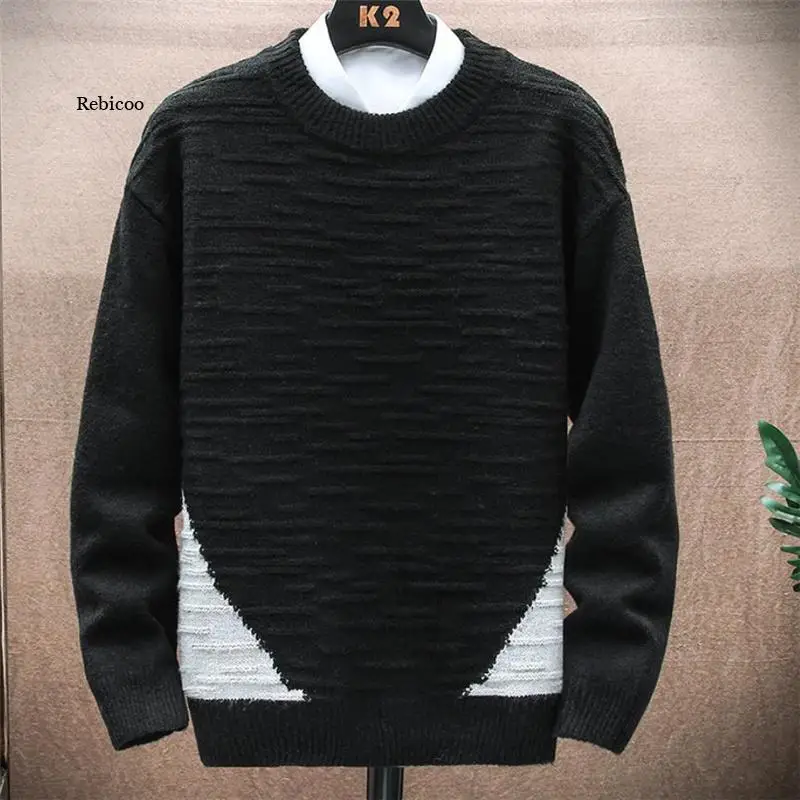 

Men's New Sweater Fashion Men's Knitted Sweater Casual Sweater Contrast Color Men's Pullover Sweater Sweater Sweater