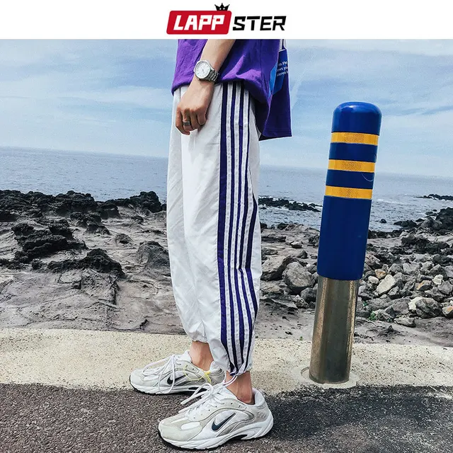US $20.94 Side Striped Joggers Pants Men Streetwear 2019 Hip Hop Summer Thin Sweatpants Mens Casual Harem Pan