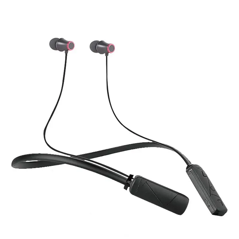 HWS-610 Bluetooth наушники с басами, Спортивные Беспроводные наушники с микрофоном, магнитная стереогарнитура Для iPhone xiaomi - Цвет: Черный
