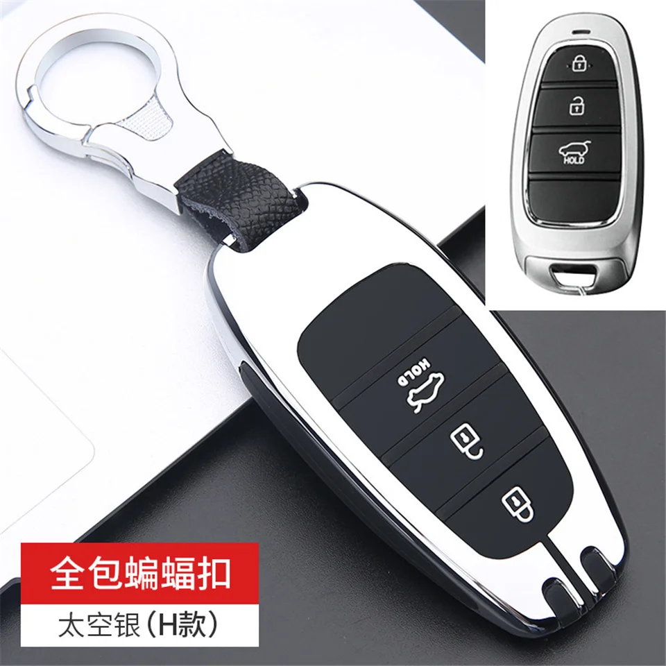 Cover portachiavi in lega per Hyundai Solaris Sonata Hybrid NEXO NX4 New Grand Santa Fe Tucson 2020 2021 accessori Car-Styling - H7929002adc114fabbc3b29ce8b702b6bu