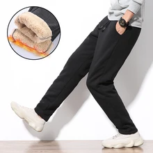 Мужские спортивные штаны, мужские бархатные утолщенные осенние и зимние теплые кашемировые брюки из овечьей шерсти, мужские свободные прямые повседневные брюки