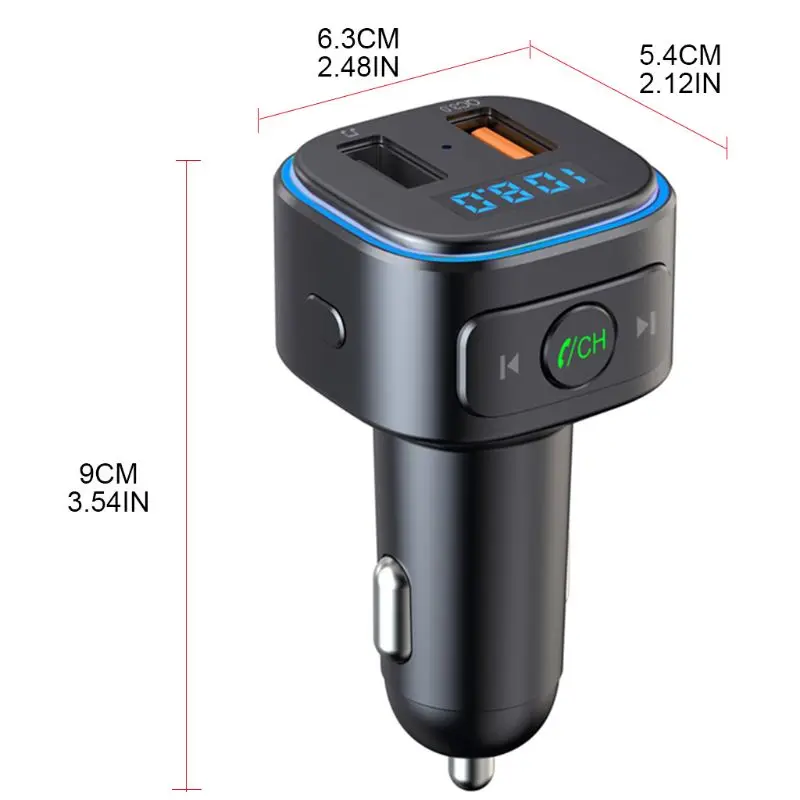 T46Q Bluetooth автомобильный адаптер MP3 цветная атмосферная лампа fm передатчик QC3.0