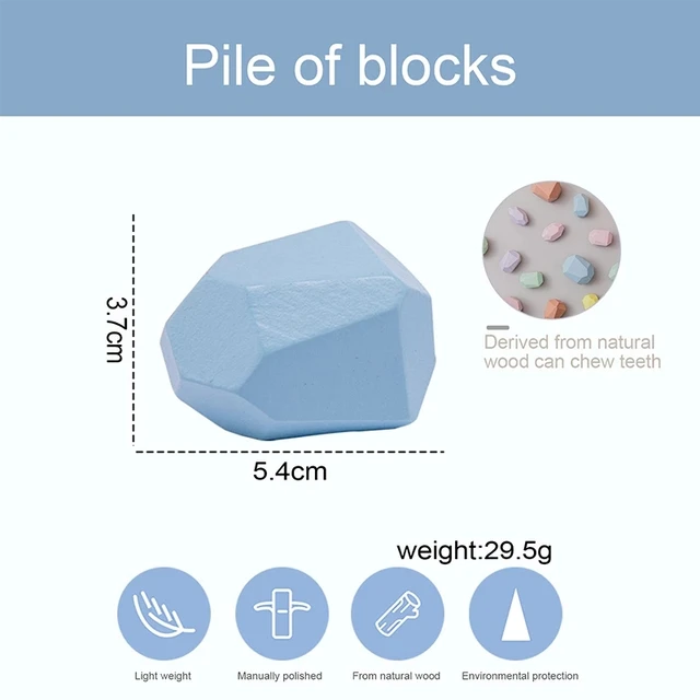 Children Wooden Colored Stone Building Block Educational Toy Creative Nordic Style Stacking Block Game Rainbow Wooden Toys 6