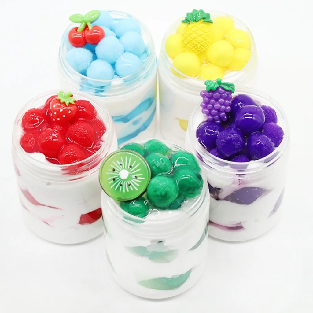 Fruit Ice-cream Slime Scented Stress Kids Clay Crystal Mud Toys Soft Clay Light Plasticine Playdough Slime Charms #B