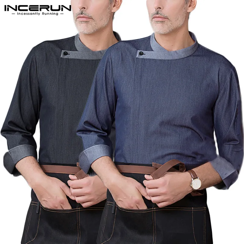 

Men Women Chef Uniform Catering 3/4 Sleeve Patchwork Food Service Restaurant Kitchen Unisex Shirts Chef Jackets S-5XL INCERUN