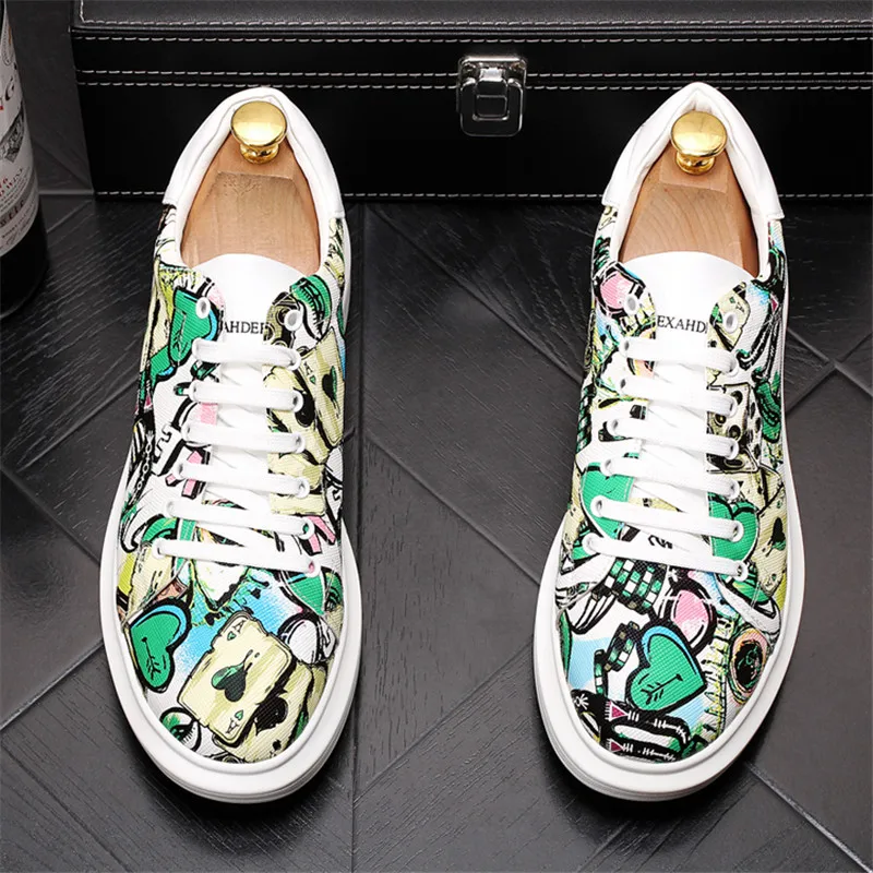 Men's Shoes Sneaker New Small White Shoes Men's Print Casual Shoes Wild Fashion Classic Men's Wedding Party Loafers Shoes
