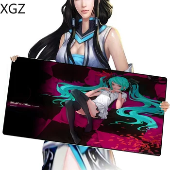 

XGZ Large Size Gamer Mouse Pad Hatsune Miku HD Black Seam Natural Rubber Non-slip Mousepad Diy for Csgo DOTA 2