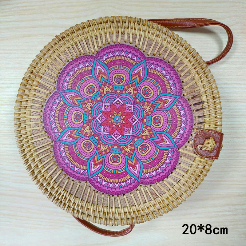 Saco de palha redonda tecido rattan saco