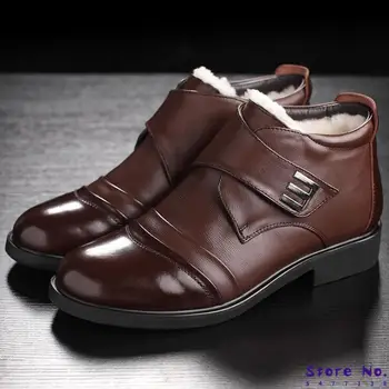 

High Quality Genuine Leather Men Boots Winter Waterproof Ankle Boots Riding Boots Outdoor Working Warm Keep Wool Snow Boots