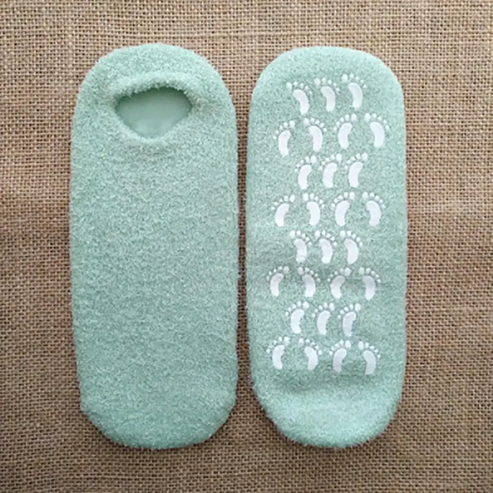Revive Увлажняющие гелевые носки с маслом жожоба Витамин Е для сухой для ступней с трещинами светло-зеленого цвета