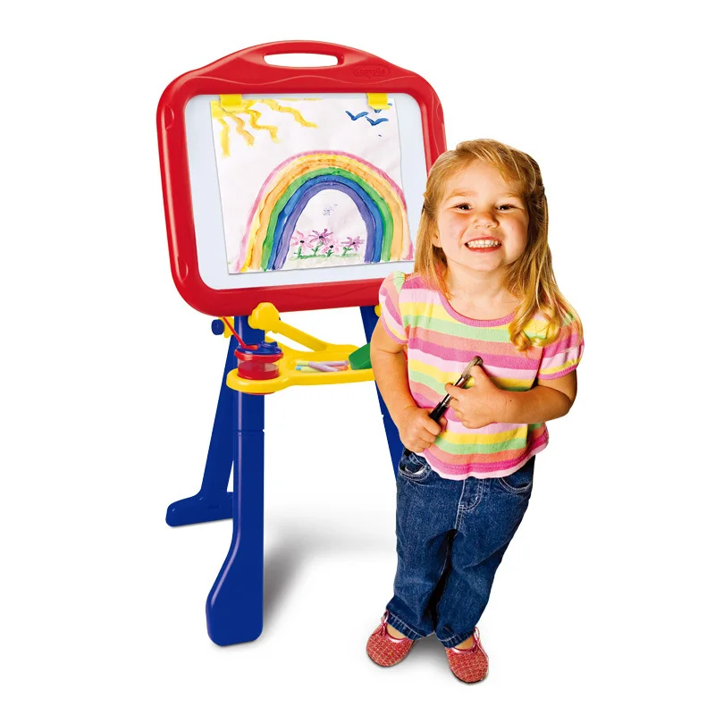 

Crayola Double-Sided CHILDREN'S Drawing Board Magnetic Lettered Numbers Stick Paper Clip Triangle Easel Painted CHILDREN'S Toy 5