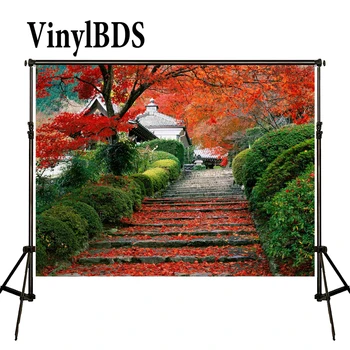 

VinylBDS Photography Red Maple Backgrounds Scenery Backdrops Romantic Backgrounds Fall Background for Children Studio