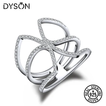 

Dyson Genuine 925 Sterling Silver Jewlery Simple Geometric Round Crystal CZ Fashion Stackable Rings For Women Christmas Gift