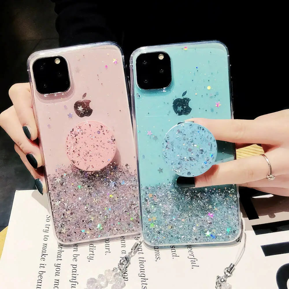 Bling Glitter Case For iPhone 11 Pro Max 11 Pro 11 XS XR X XS Max 6s 6 7 8  PlusSlim Case With Stand Holder Phone Cases Socket|Fitted Cases| -  AliExpress