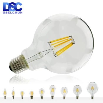 

​LED Filament Bulb E27 E14 Retro Edison Lamp 220V-240V Light Bulb C35 G45 A60 ST64 G80 G95 G125 Glass Bulb Vintage Candle Light