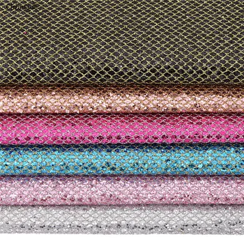 

Lychee Life 21x29cm A4 Grid Glitter PU Fake Leather Fabric High Ouality Synthetic Leather DIY Material For Handbag Garments