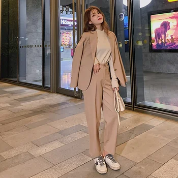 

Blazer set casual pants suit women loose temperament trouser suits two sets Femme 2020 autumn fashion