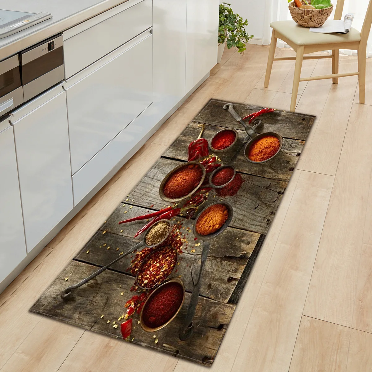  OPLJ Alfombra de cocina con estampado de frutas en 3D, alfombra  antideslizante para dormitorio, sala de estar y baño, tamaño A11, 19.7 x  63.0 in : Hogar y Cocina