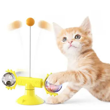 

Toy Turntable Teasing Interactive Pet Cat Sucker With Feather Turn Windmill Meow Planet Toy Yellow Cat Scratching Tickle Hot HOT