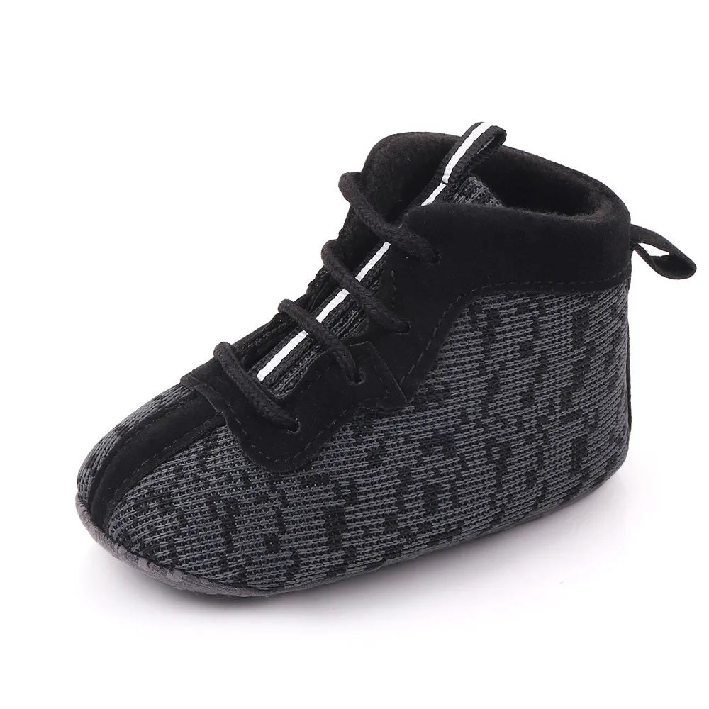 Модная фирменная обувь для мальчика противоскользящая мягкая подошва для маленьких девочек первого шага для маленьких детей Для мальчиков возрастом 1 год, детская обувь, новорожденные обувь