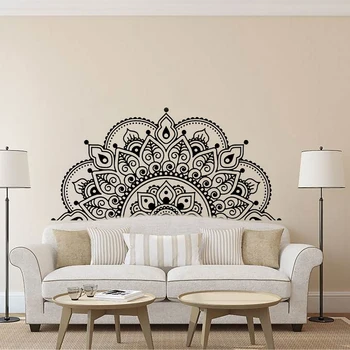 

116x57cm Boho Mandala Flower PVC Half Wall Decals Window Sticker Mural Decoration for Home Bedroom Headboard Yoga Studio Decor