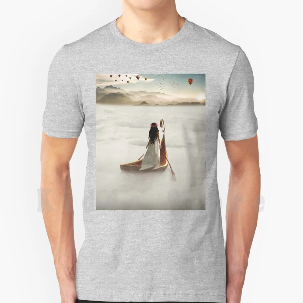 Claymore T Shirt Print For Men Cotton New Cool Tee Girls Bird Balloon Heaven Clouds Mountain Fantasy Boat