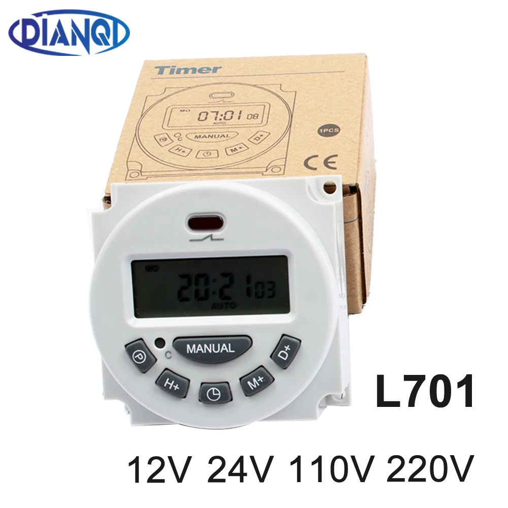Новый тип L701, 220-250 В переменного тока, 12 В, 110 В, 24 В, 16 А, контроллер цифрового таймера 7 дней, программируемый на неделю таймер, переключатель, счетчик минут
