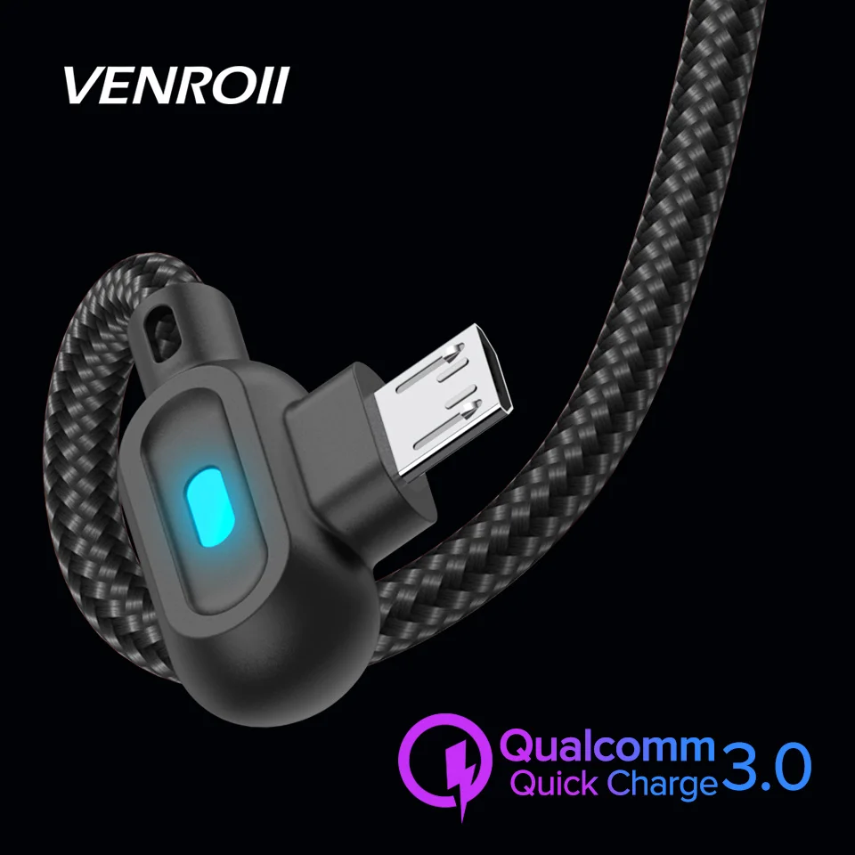 

Micro USB Cable 3A Fast Charger 90 Degree Game Cord for Samsung S6 S7 J5 1m 2m Mobile Phone Gaming Kable for Xiaomi Redmi Note 5